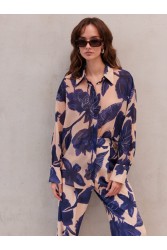 MIX AND MATCH Lydia Shirt Indigo Blossom Blue Floral Shirt