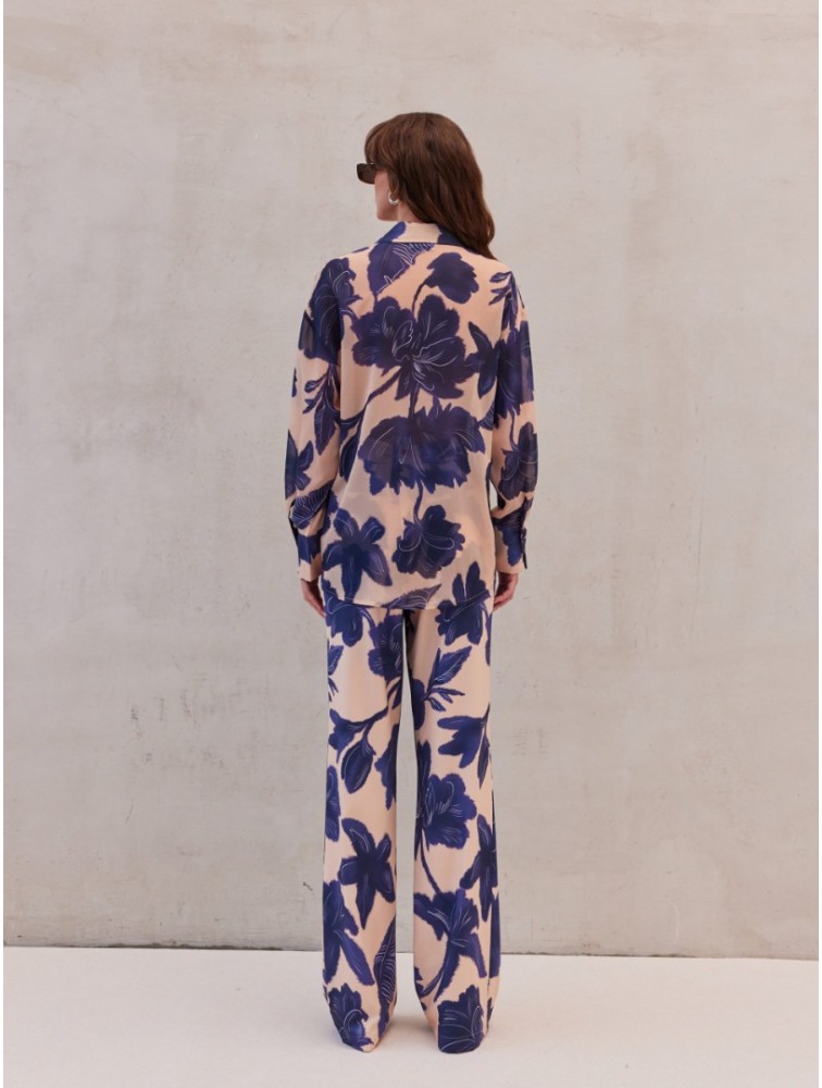 MIX AND MATCH Lydia Shirt Indigo Blossom Blue Floral Shirt