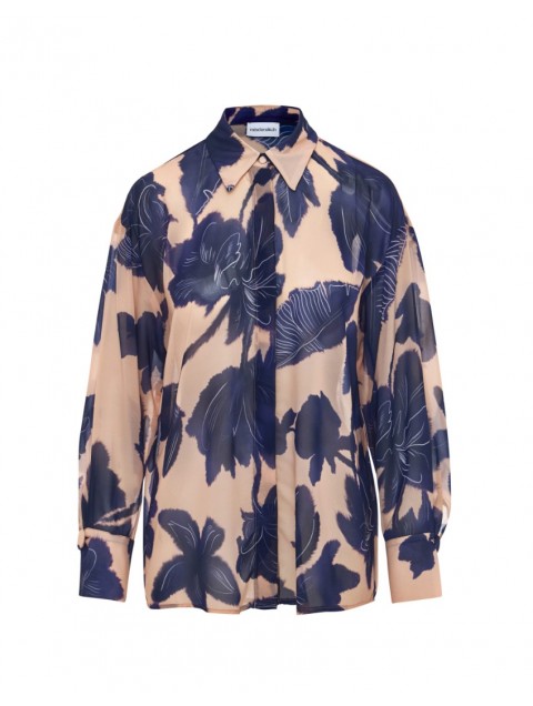 MIX AND MATCH Lydia Shirt Indigo Blossom Μπλε Φλοράλ Πουκάμισο