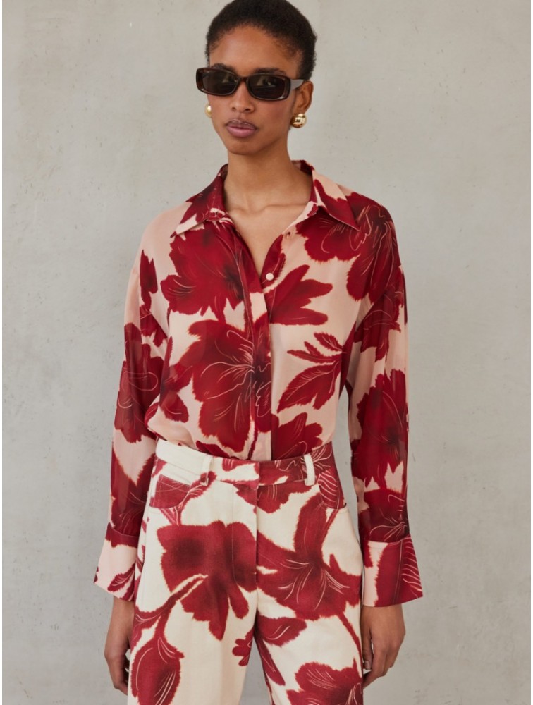 MIX AND MATCH Lydia Shirt Ruby Blossom Red Floral Shirt