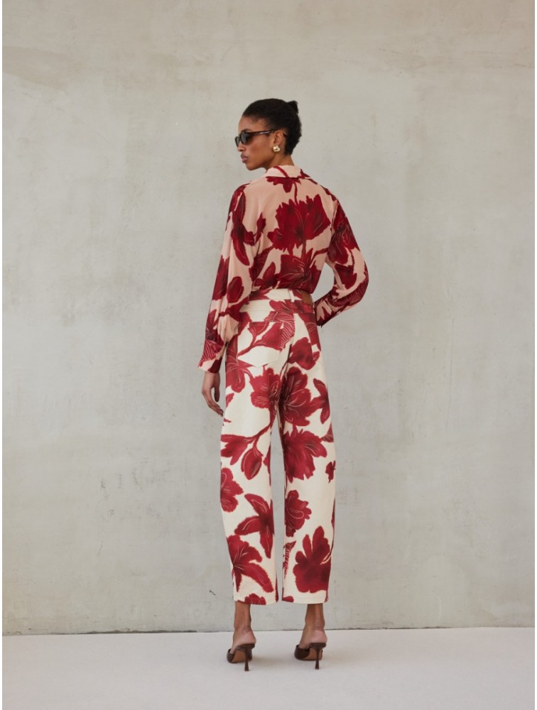 MIX AND MATCH Lydia Shirt Ruby Blossom Red Floral Shirt