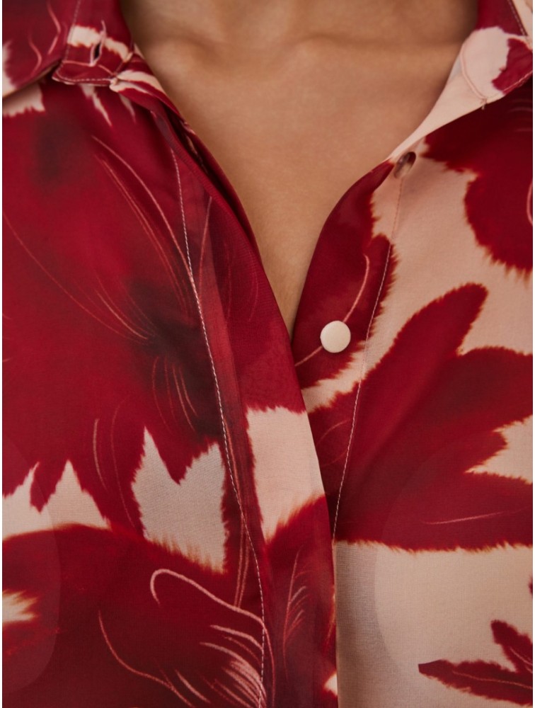 MIX AND MATCH Lydia Shirt Ruby Blossom Red Floral Shirt
