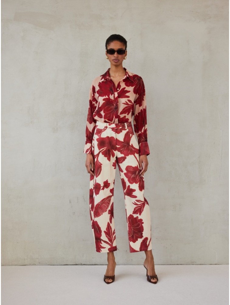 MIX AND MATCH Lydia Shirt Ruby Blossom Red Floral Shirt