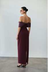 MIX AND MATCH Madeleine Dress Burgundy Μπορντώ Μίντι Φόρεμα