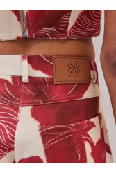 MIX AND MATCH Marlene Barrel Jeans Ruby Blossom Κόκκινο Φλοράλ Τζιν