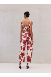 MIX AND MATCH Marlene Barrel Jeans Ruby Blossom Κόκκινο Φλοράλ Τζιν
