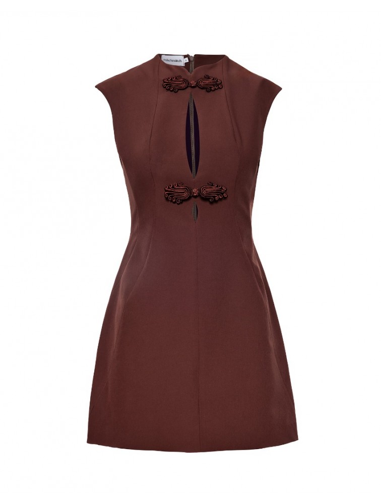 MIX AND MATCH Monica Mini Dress Cinnamon Brown Καφέ Μίνι Φόρεμα