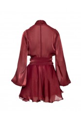 MIX AND MATCH Savina Bordeaux Dress Μπορντώ Φόρεμα