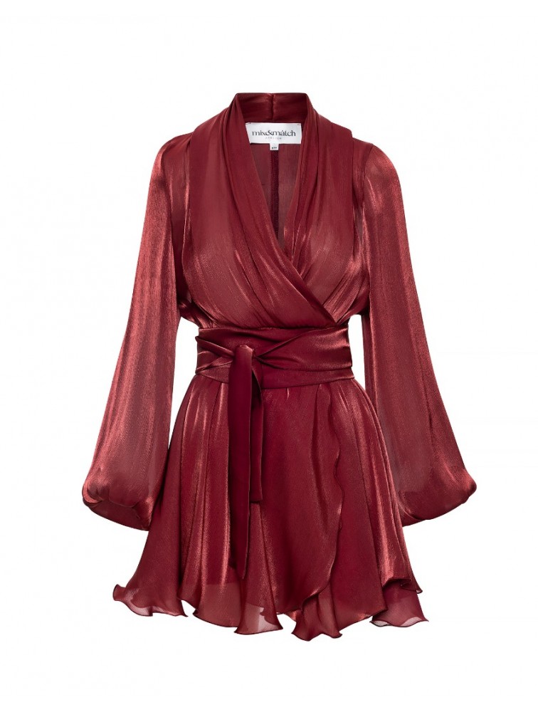 MIX AND MATCH Savina Bordeaux Dress Μπορντώ Φόρεμα