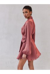 MIX AND MATCH Savina Dress Terracotta Τερακότα Μίνι Φόρεμα
