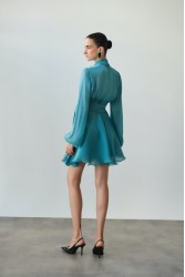 MIX AND MATCH Savina Turqoise Dress Τυρκουάζ Φόρεμα