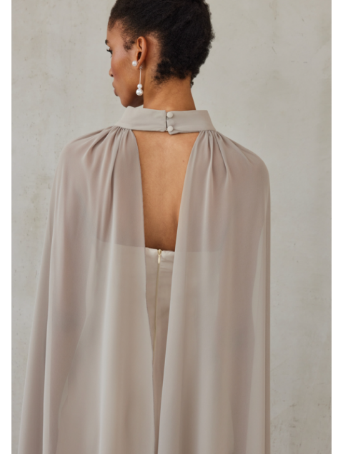 MIX AND MATCH Turtleneck Cape Greige Γκρεζ Κάπα