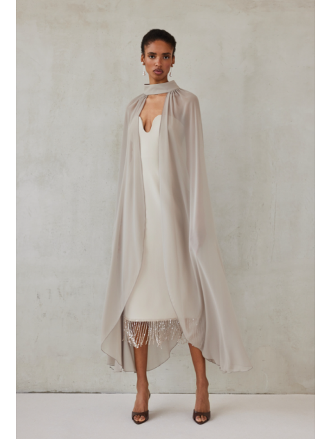 MIX AND MATCH Turtleneck Cape Greige Γκρεζ Κάπα