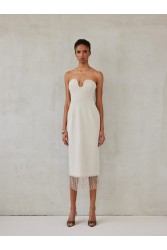 MIX AND MATCH Valentina Dress Greige Γκρεζ Μίντι Φόρεμα