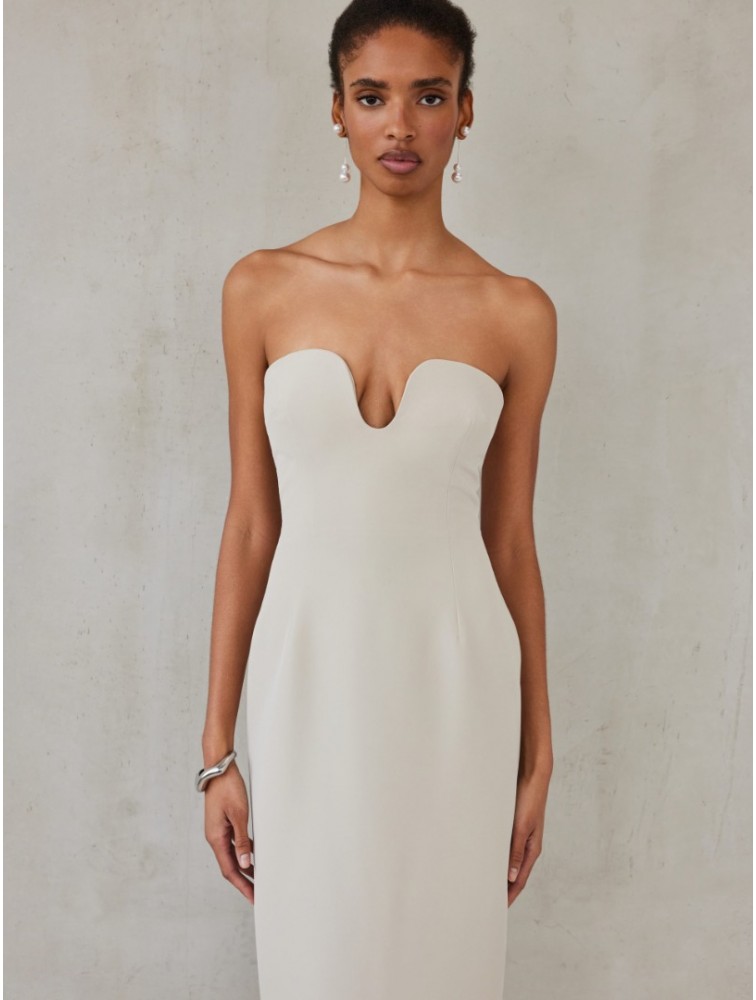 MIX AND MATCH Valentina Dress Greige Γκρεζ Μίντι Φόρεμα