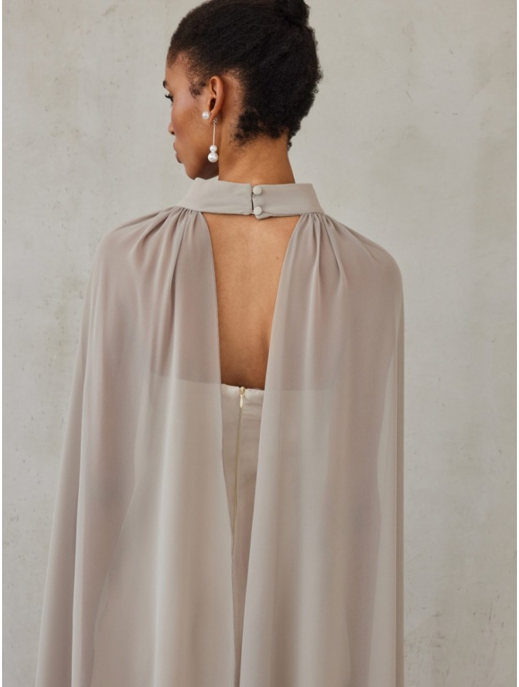 MIX AND MATCH Valentina Dress Greige Γκρεζ Μίντι Φόρεμα