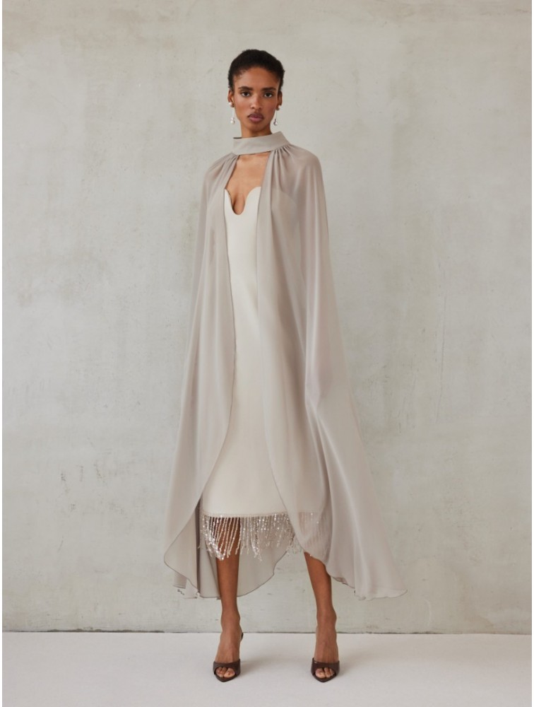 MIX AND MATCH Valentina Dress Greige Γκρεζ Μίντι Φόρεμα