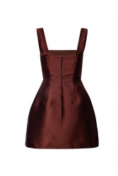 MIX AND MATCH Vasiliki Mini Dress Chestnut Brown Καφέ Μίνι Φόρεμα