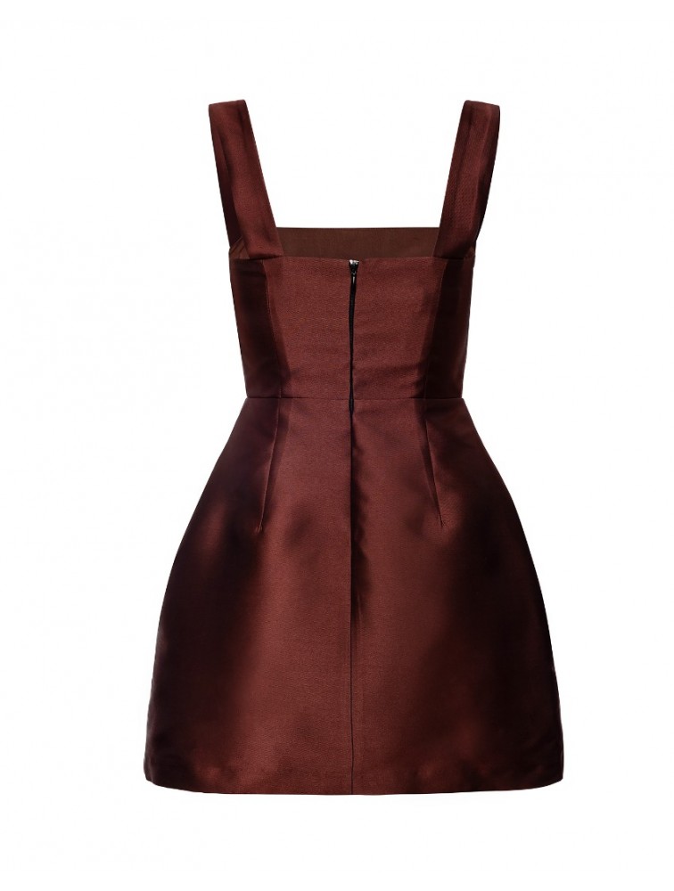 MIX AND MATCH Vasiliki Mini Dress Chestnut Brown Καφέ Μίνι Φόρεμα