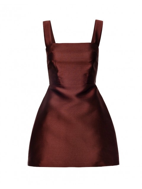 MIX AND MATCH Vasiliki Mini Dress Chestnut Brown Καφέ Μίνι Φόρεμα