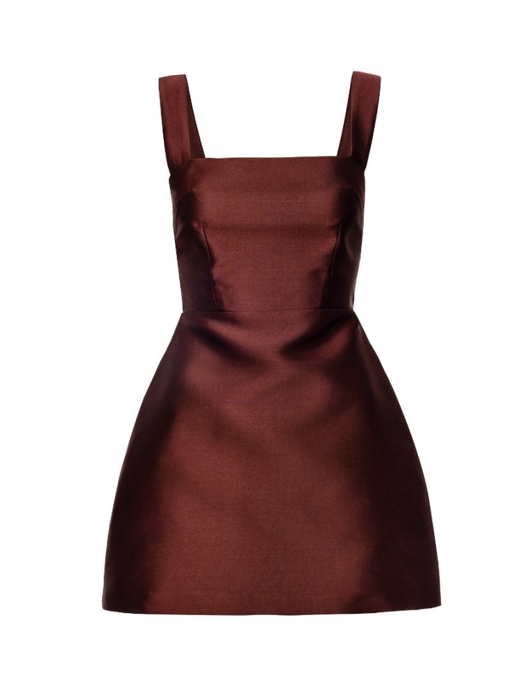 MIX AND MATCH Vasiliki Mini Dress Chestnut Brown Καφέ Μίνι Φόρεμα