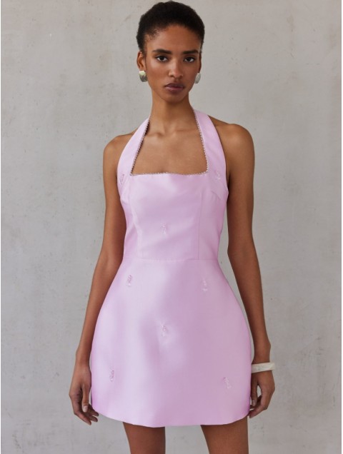 MIX AND MATCH Victoria Dress Pastel Pink Mini Μίνι Ροζ Φόρεμα