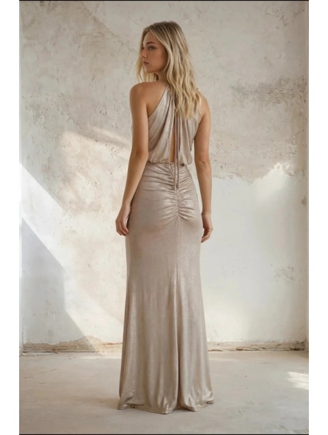 MYA COLLECTION Norel Dress Χρυσό Μάξι Φόρεμα