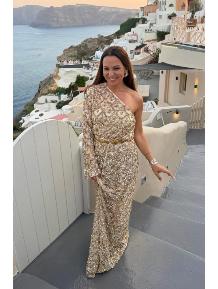 MYA COLLECTIO Asteria Dress Παγετένιο Φόρεμα με ένα Ώμο