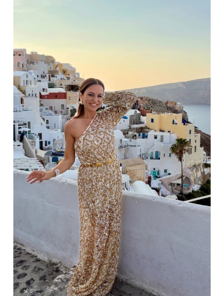 MYA COLLECTIO Asteria Dress Παγετένιο Φόρεμα με ένα Ώμο