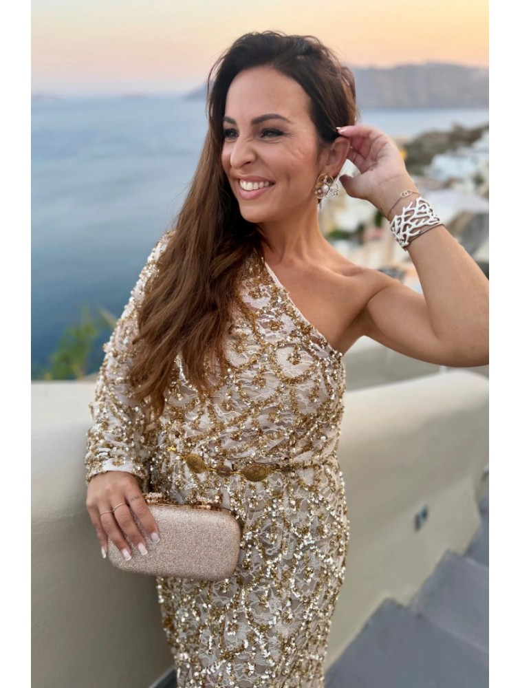 MYA COLLECTIO Asteria Dress Παγετένιο Φόρεμα με ένα Ώμο