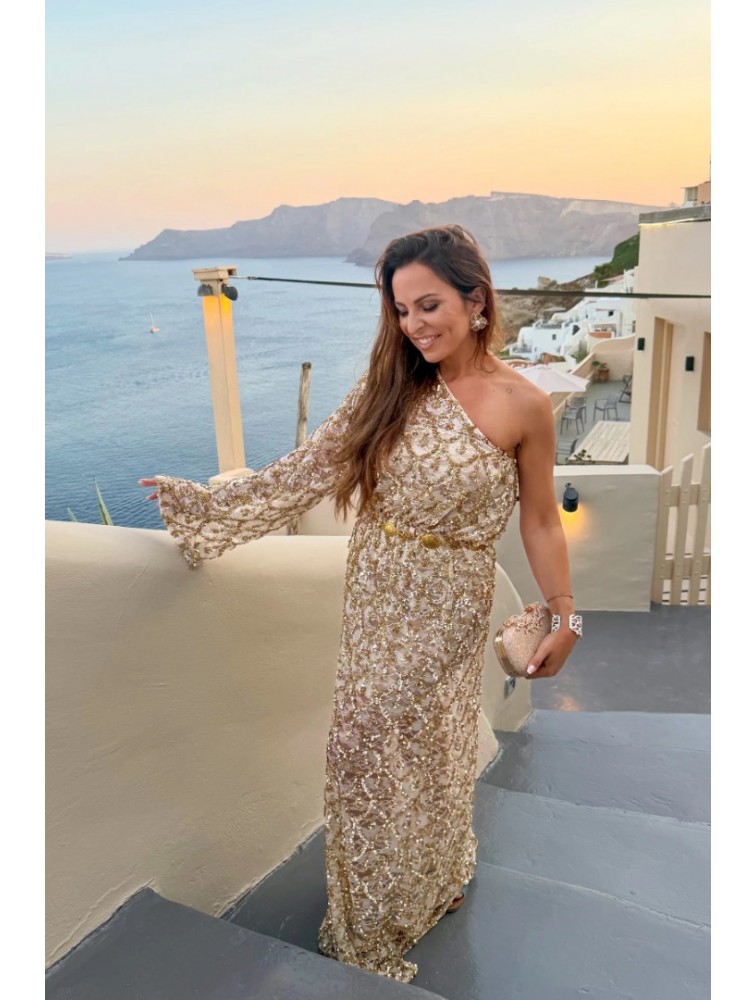 MYA COLLECTIO Asteria Dress Παγετένιο Φόρεμα με ένα Ώμο