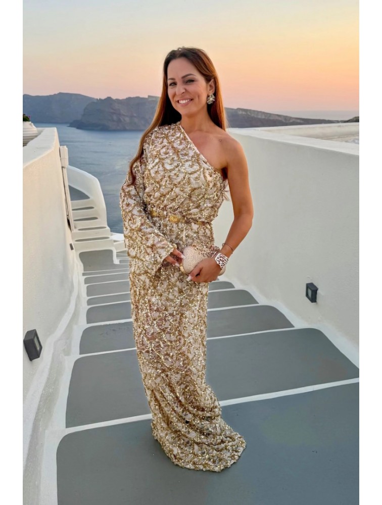 MYA COLLECTIO Asteria Dress Παγετένιο Φόρεμα με ένα Ώμο