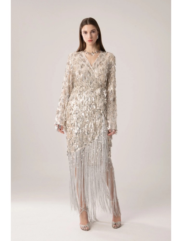 MYA COLLECTION Astor Kimono Dress Silver Kimono