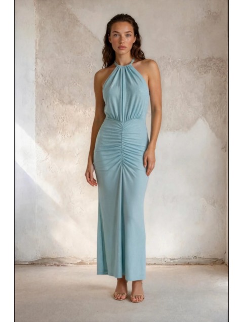 MYA COLLECTION Aura Dress Γαλάζιο Μάξι Φόρεμα