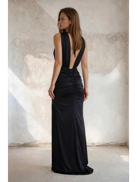 MYA COLLECTION Delya Dress Μαύρο Μάξι Φόρεμα