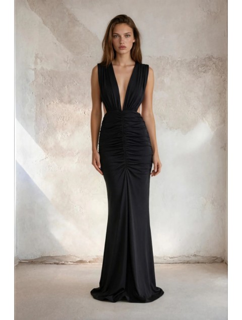 MYA COLLECTION Delya Dress Μαύρο Μάξι Φόρεμα