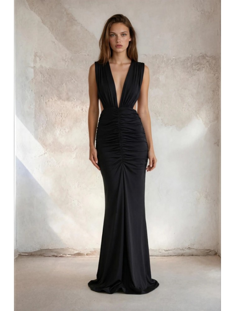 MYA COLLECTION Delya Dress Μαύρο Μάξι Φόρεμα