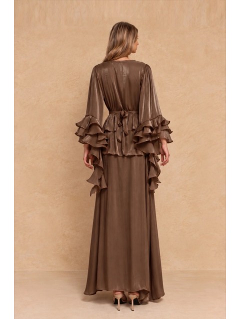 MYA COLLECTION Indra Brown Καφέ Μάξι Φόρεμα