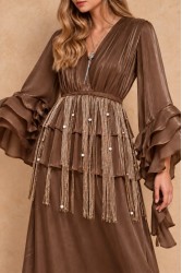 MYA COLLECTION Indra Brown Καφέ Μάξι Φόρεμα