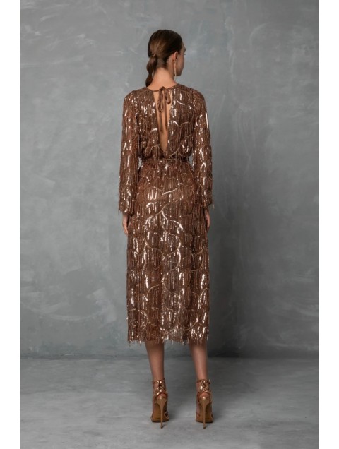 MYA COLLECTION Liora Dress Καφέ Παγετένιο Φόρεμα