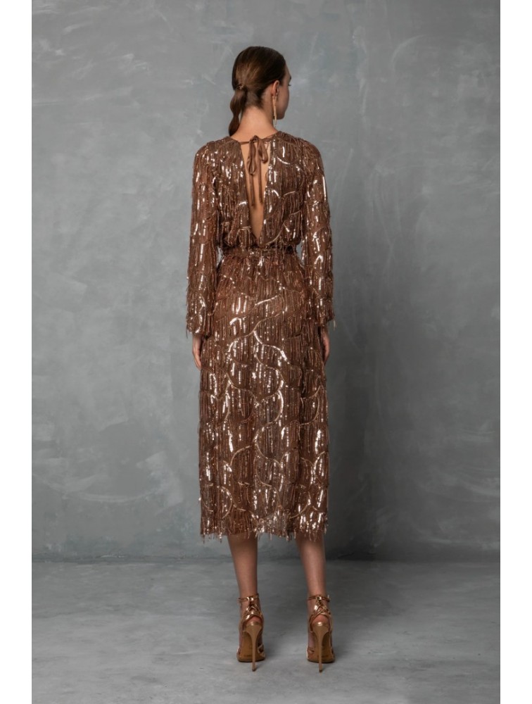 MYA COLLECTION Liora Dress Καφέ Παγετένιο Φόρεμα