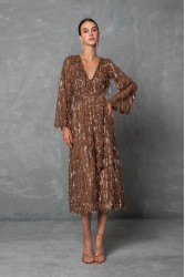 MYA COLLECTION Liora Dress Καφέ Παγετένιο Φόρεμα