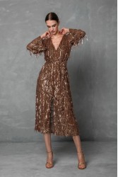 MYA COLLECTION Liora Dress Καφέ Παγετένιο Φόρεμα