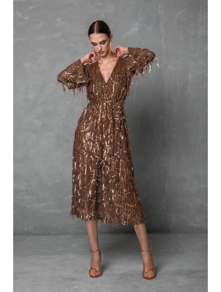 MYA COLLECTION Liora Dress Καφέ Παγετένιο Φόρεμα