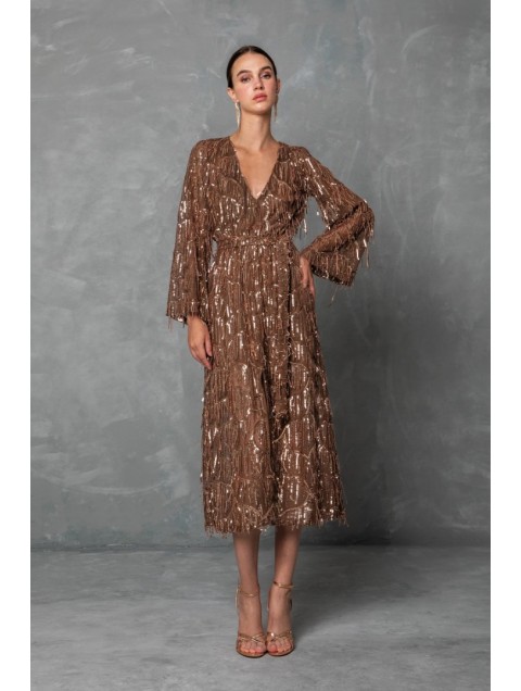 MYA COLLECTION Liora Dress Καφέ Παγετένιο Φόρεμα