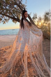 MYA COLLECTION Lydia Kimono Gold Kimono with Fringes
