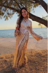 MYA COLLECTION Lydia Kimono Gold Kimono with Fringes
