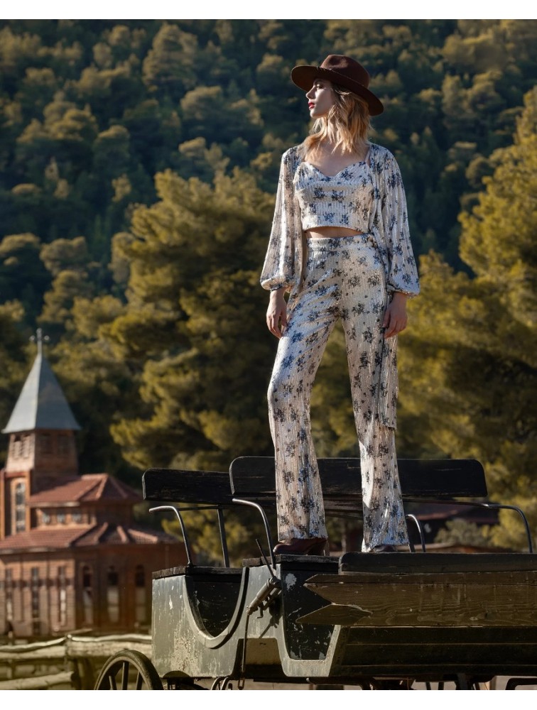 MYA COLLECTION Lynn Ann Pants  Ασημί Παντελόνα