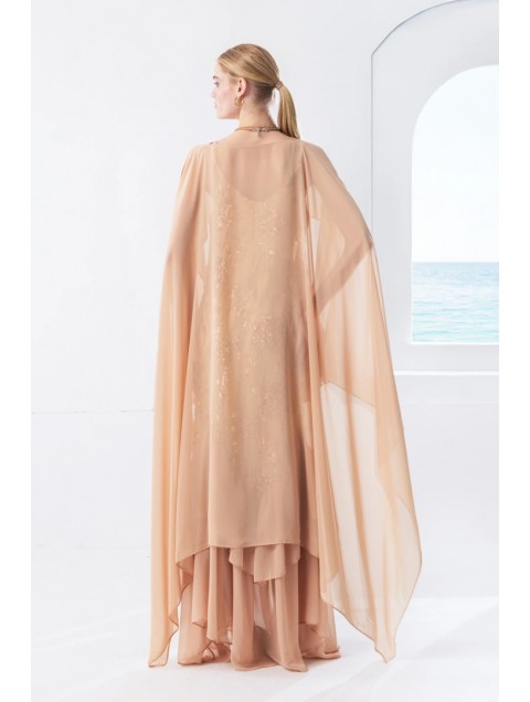 MYA COLLECTION Maeva Dress Limited Μπεζ Φόρεμα με Κάπα