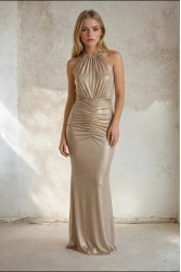 MYA COLLECTION Norel Dress Gold Maxi Dress